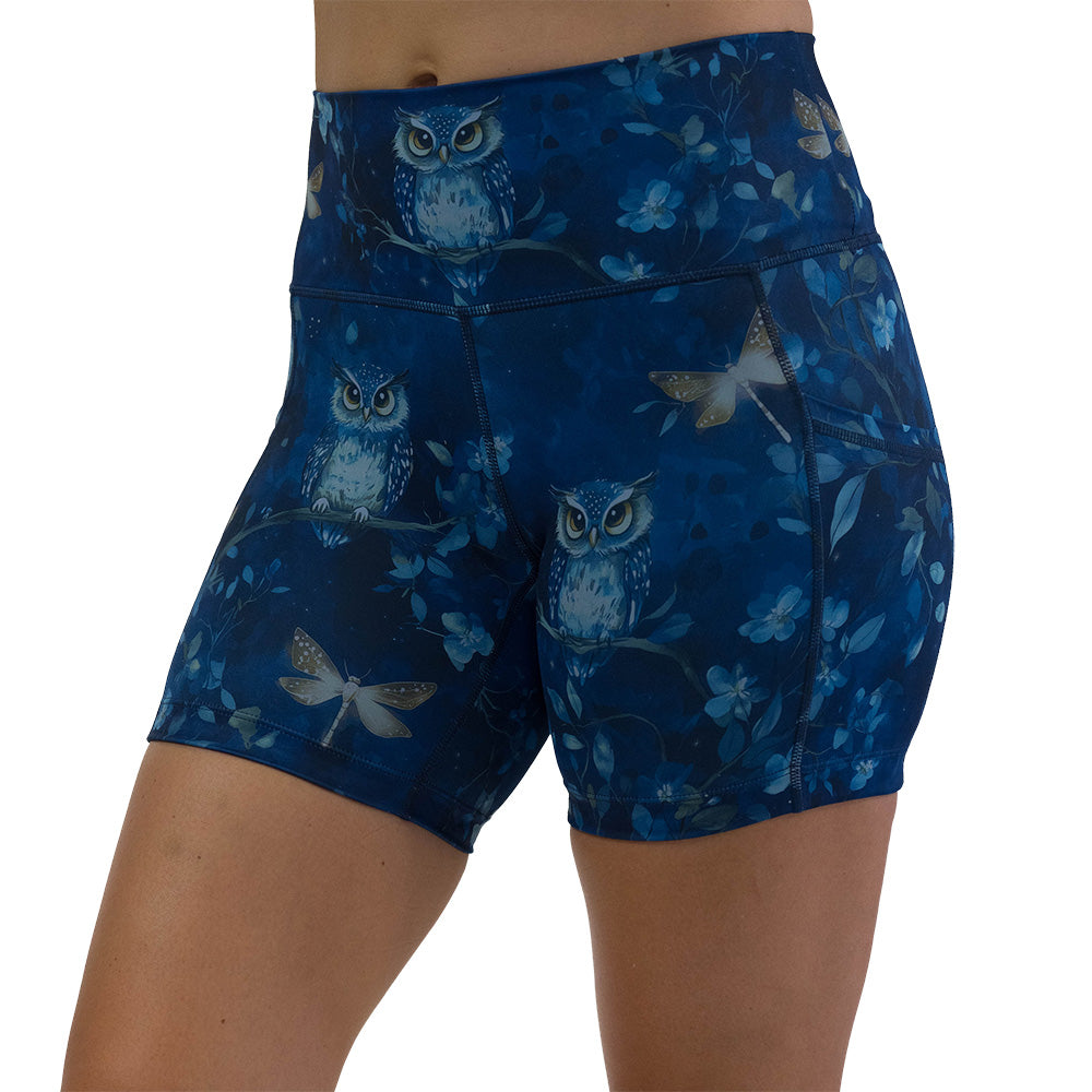 blue owl patterned shorts