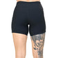 back of 5 inch black ribbed shorts