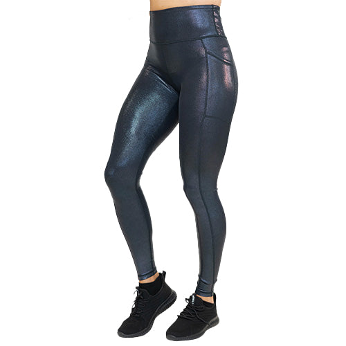 full length black reflective leggings