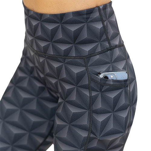 grey 3D triangle design legging's side pocket