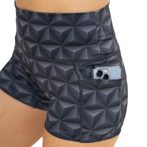 grey 3D triangle design short's side pocket