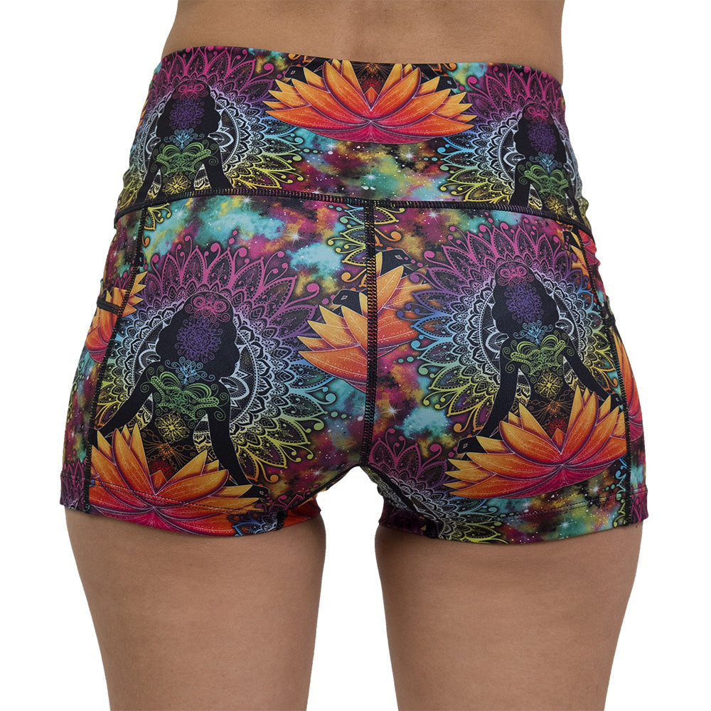 back of namaste all day 2.5 inch shorts