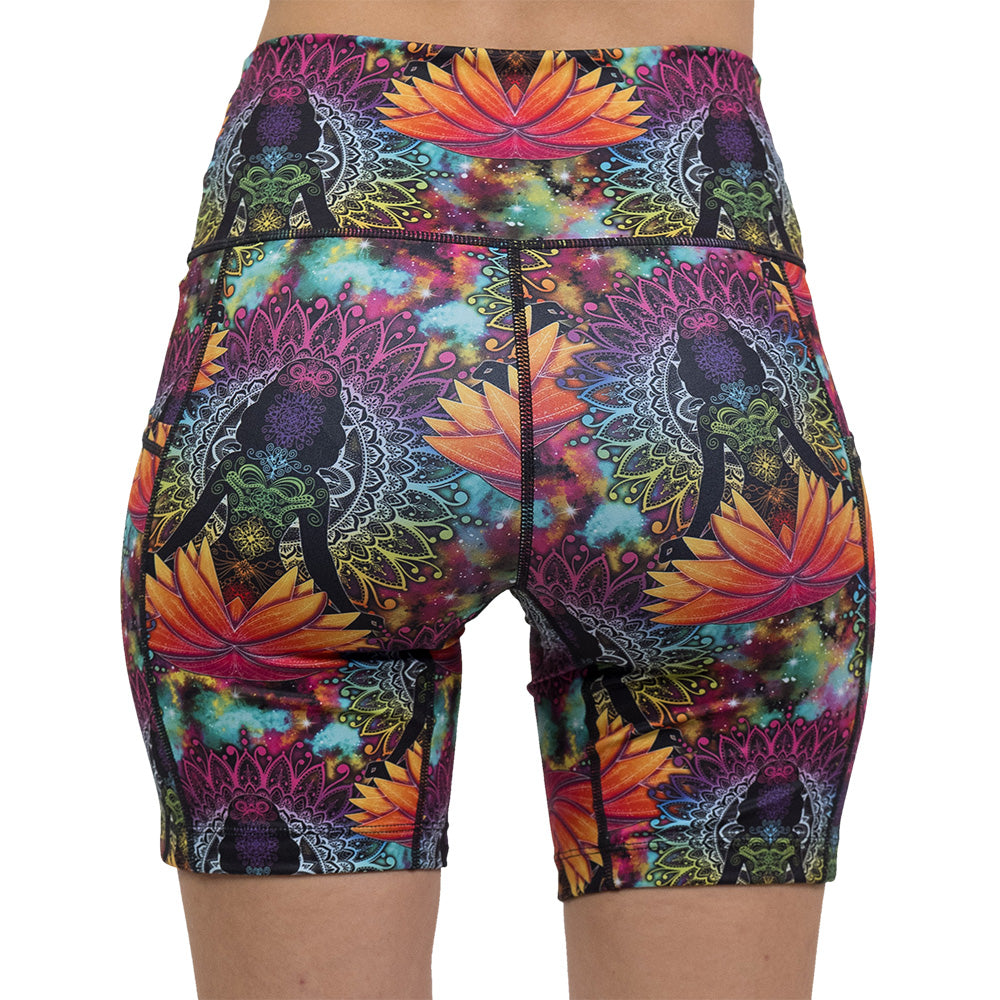 back of namaste all day 7 inch shorts