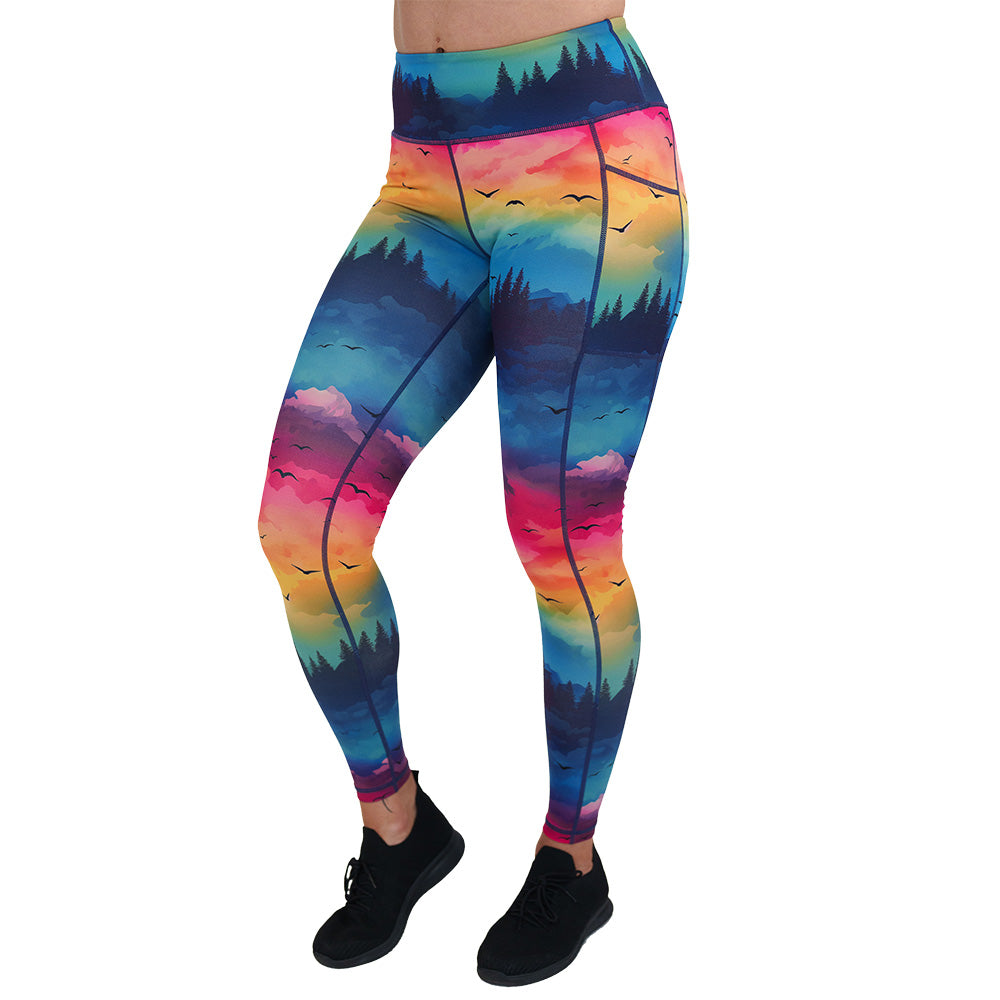 colorful sunset patterned leggings