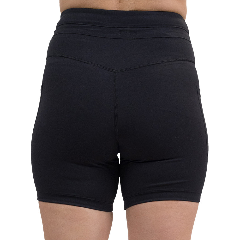 back of the 5 inch omni black shorts against a white background