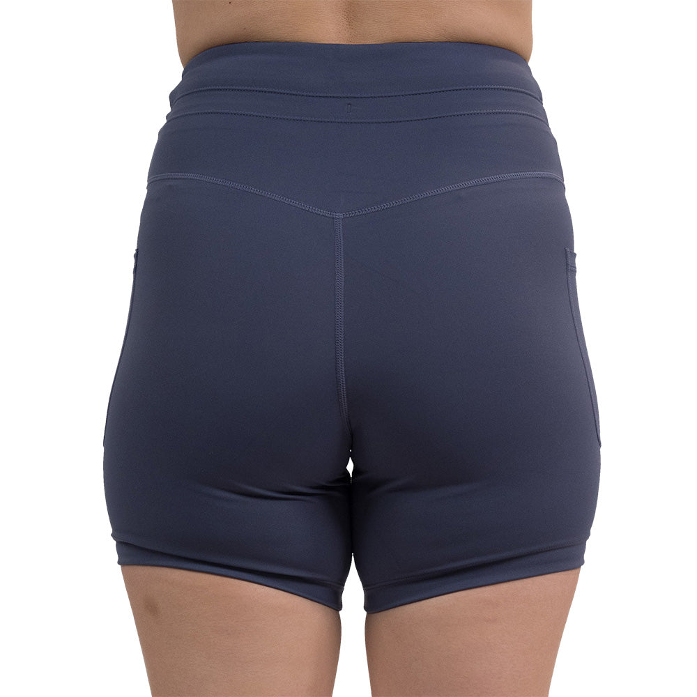 back of the 5 inch omni twilight purple shorts