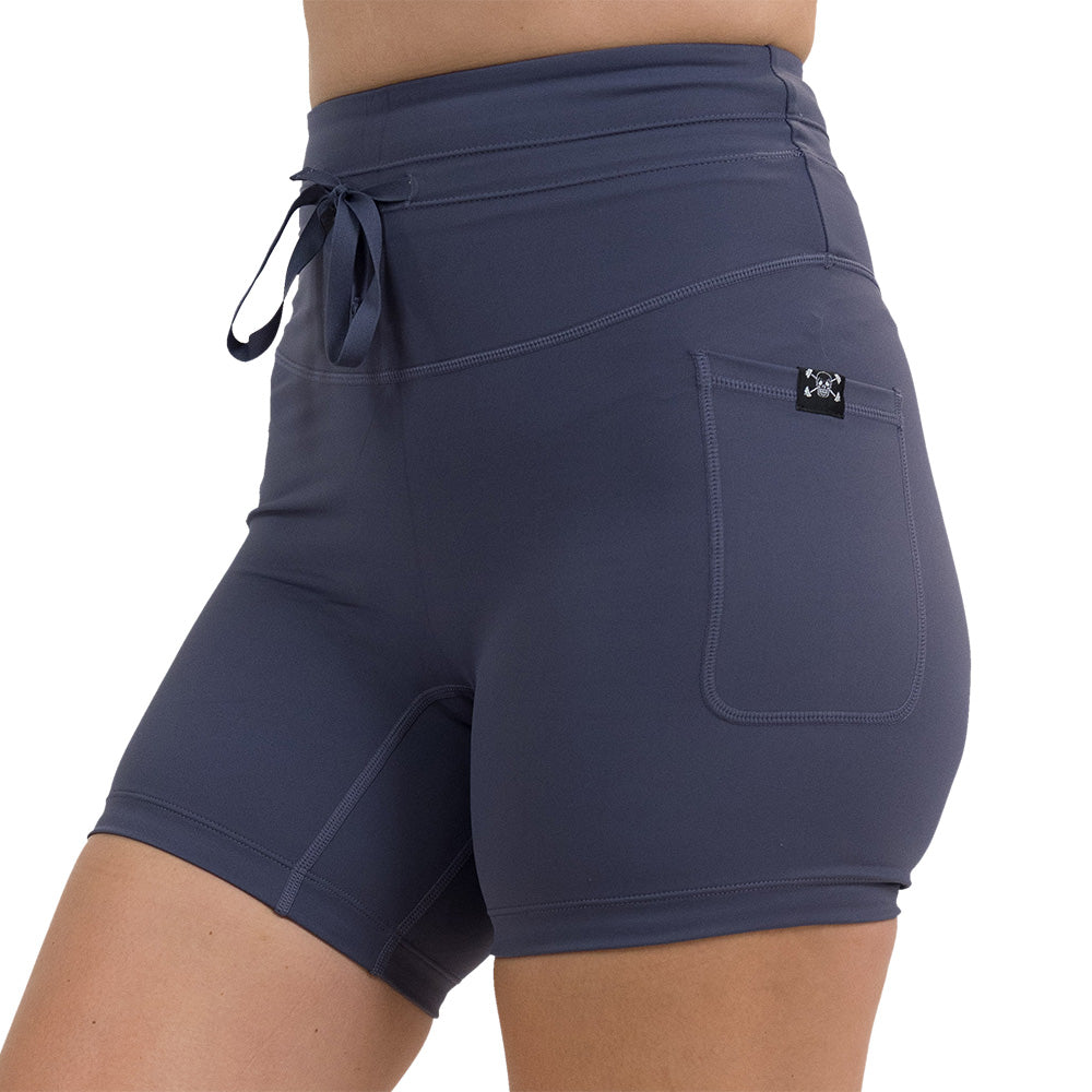front of the 5 inch omni twilight purple shorts
