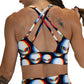back view of alien patterned sports bra