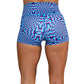 back of 2.5 inch blue and purple mind games shorts