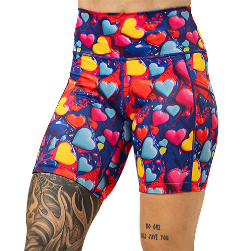 7 inch colorful heart pattern shorts