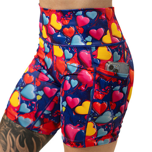 colorful heart pattern short's side pocket