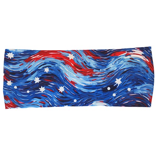 red, white and blue paint patterned headband