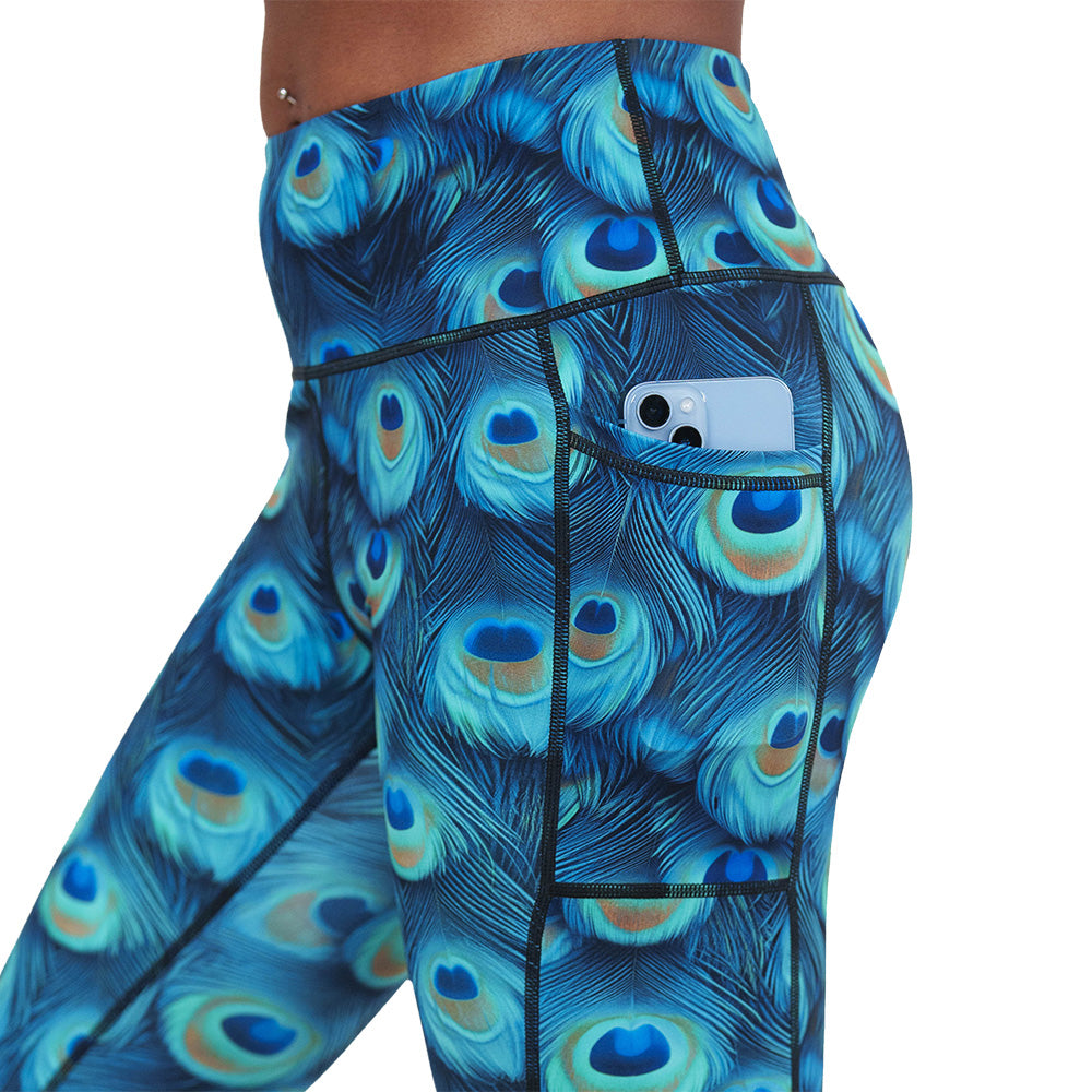 peacock print leggings side pocket