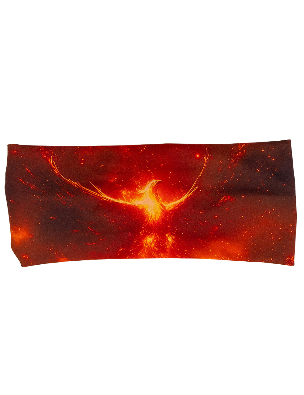 front of the phoenix surrounded by fire headband against a white background
