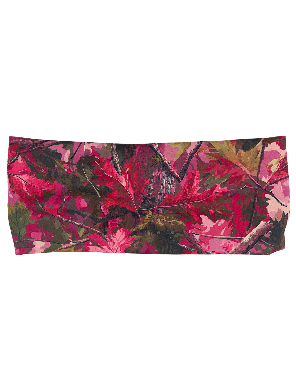 front of the pink forest camo headband against a white background