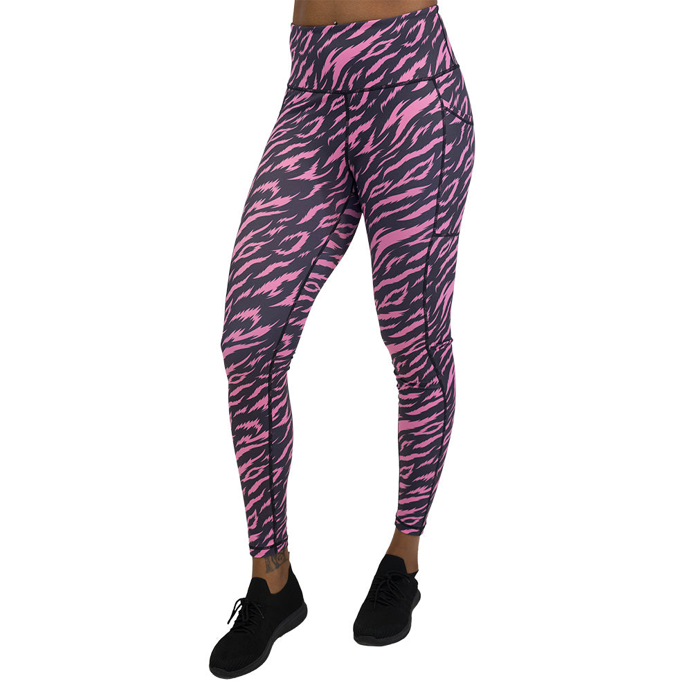 leggings with pink and black zebra pattern