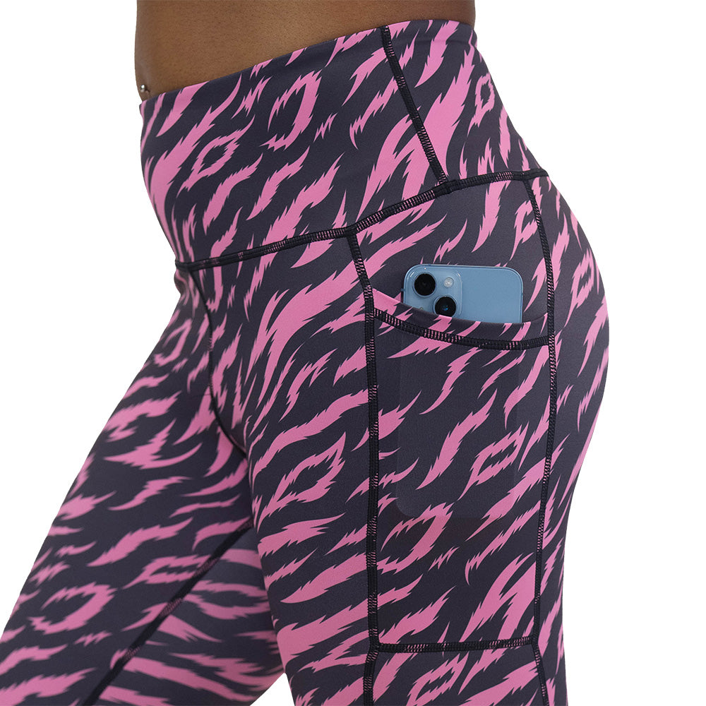 leggings with pink and black zebra pattern