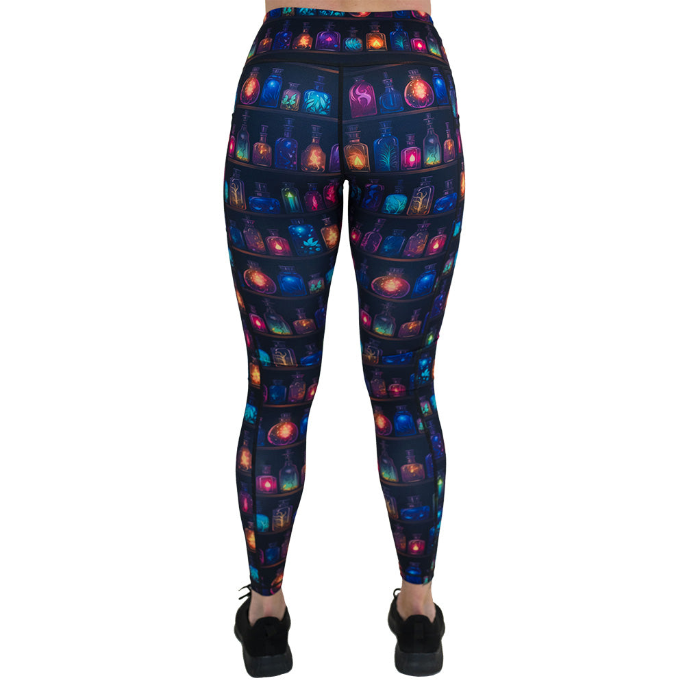back of the potions patterned leggings
