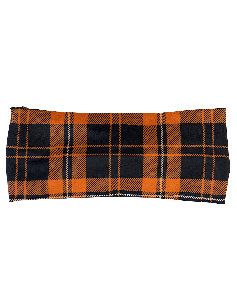 front of the orange plaid headband