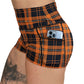 orange plaid shorts pocket