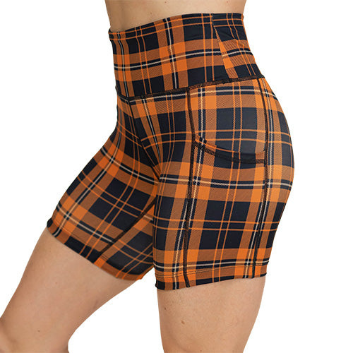 orange plaid shorts
