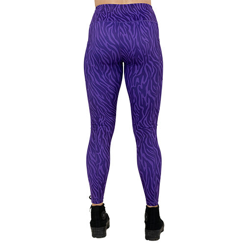 purple zebra print leggings back
