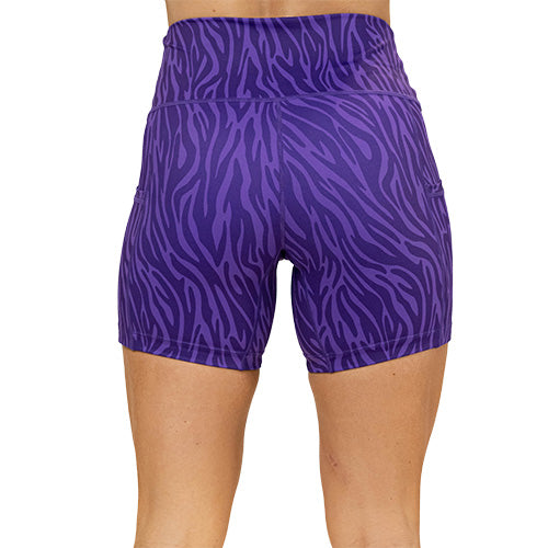 purple zebra print shorts back