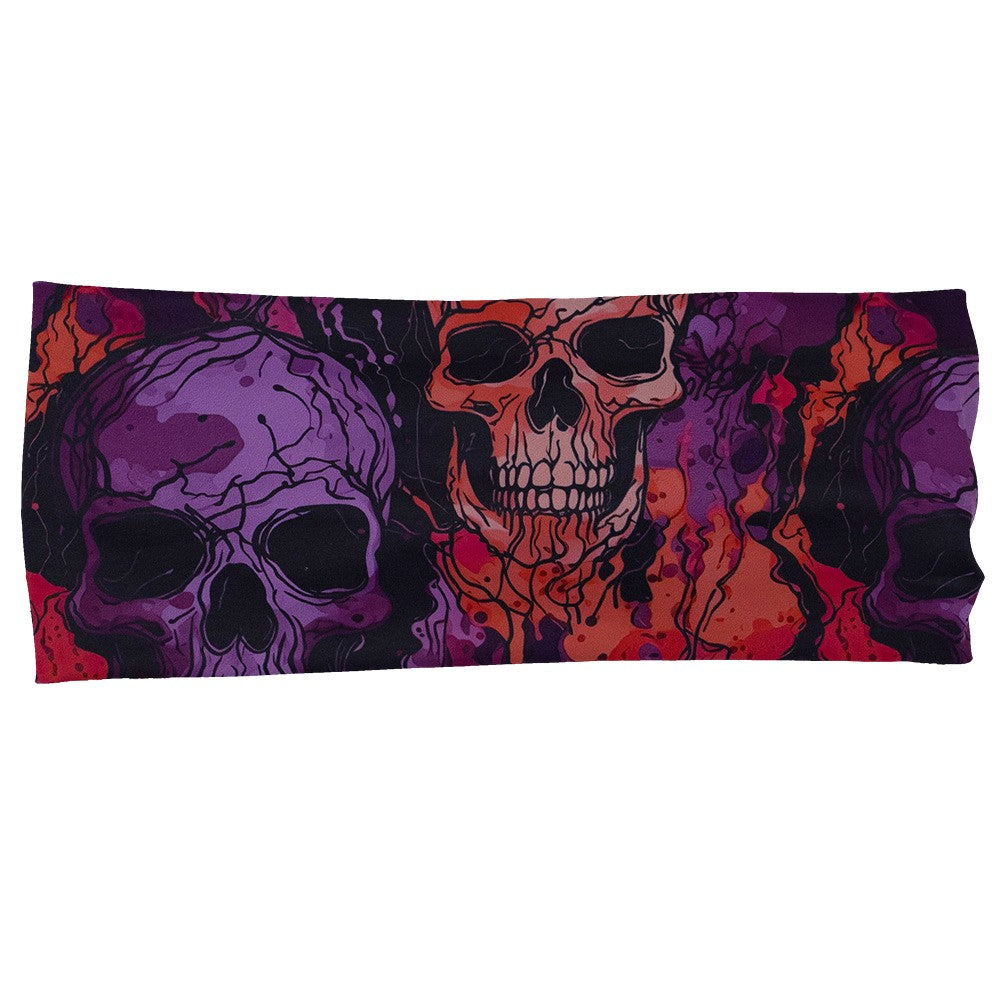 purple and orange skull patterned headband