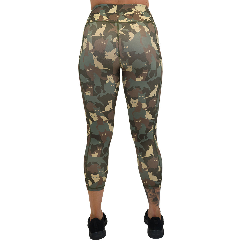 back of the camo cat patterned leggings