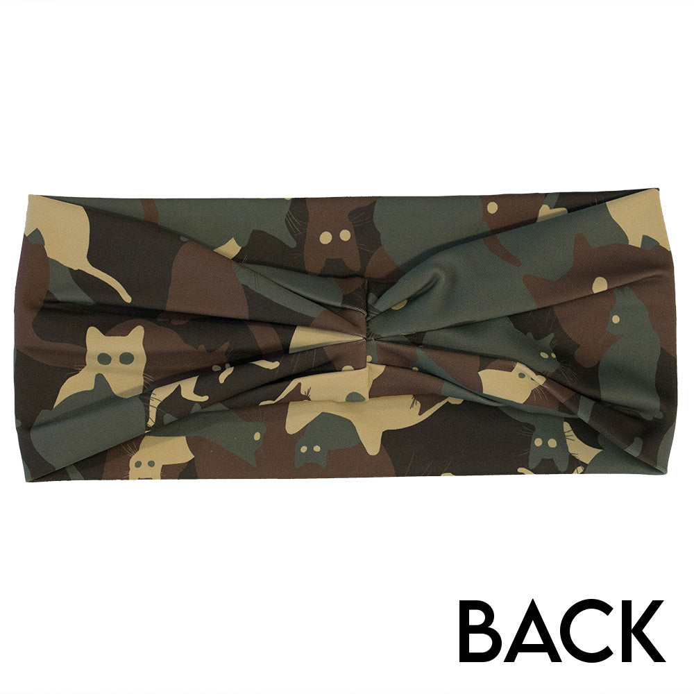 back of the camo cat patterned headband