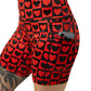 black and red heart pattern short's side pocket