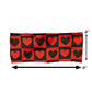black and red heart pattern headband measured at 2 by 9 inches