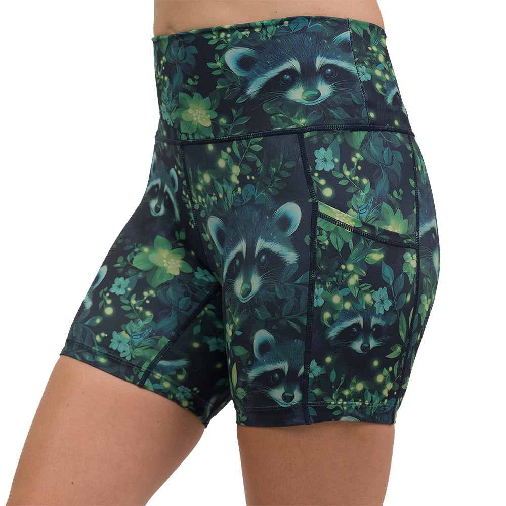 green Raccoon design shorts