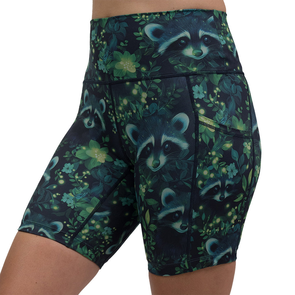 green Raccoon design shorts
