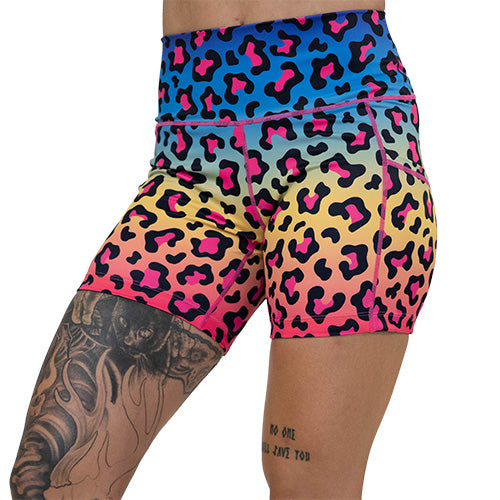 5 inch rainbow leopard shorts