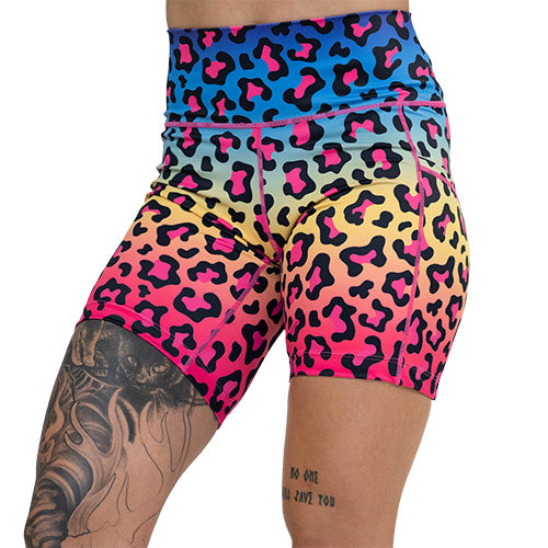 7 inch rainbow leopard shorts