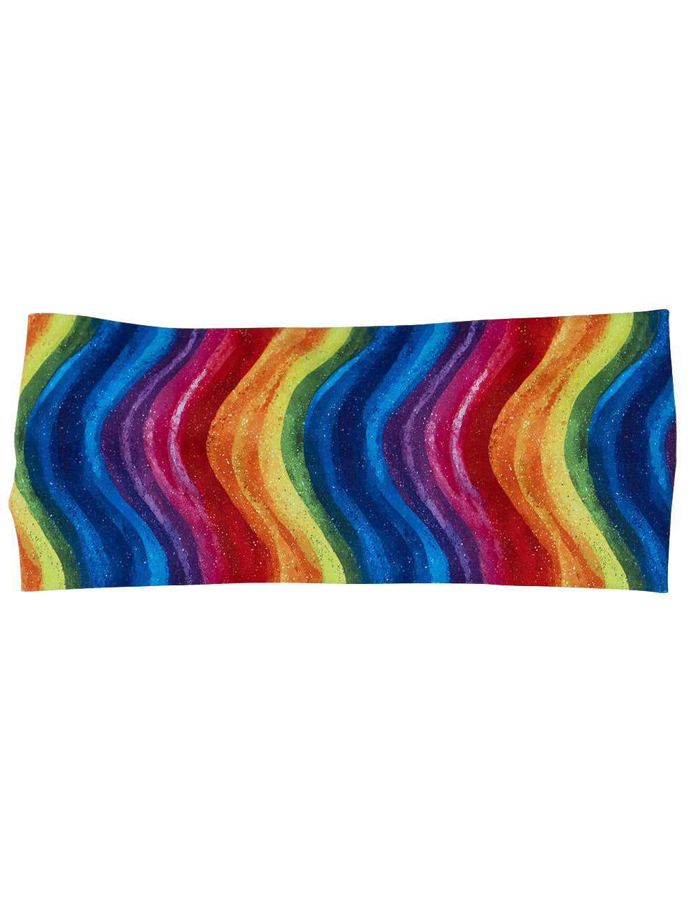 front of the rainbow waves headband against a white background