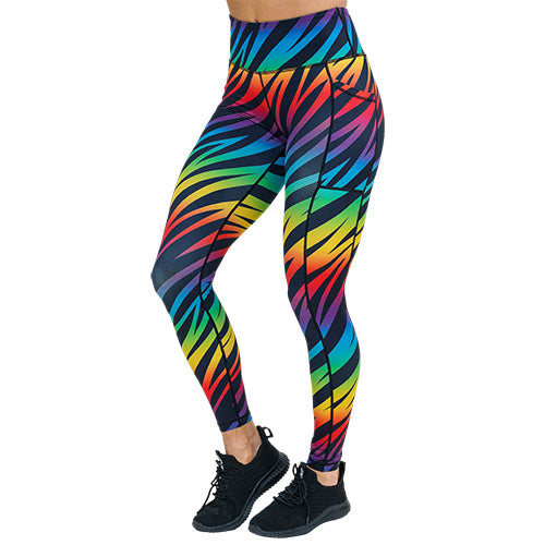 full length rainbow zebra pattern leggings
