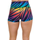 back of 2.5 inch rainbow zebra pattern shorts