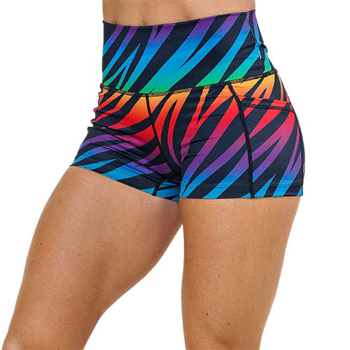 2.5 inch rainbow zebra pattern shorts