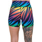 back of 5 inch rainbow zebra pattern shorts