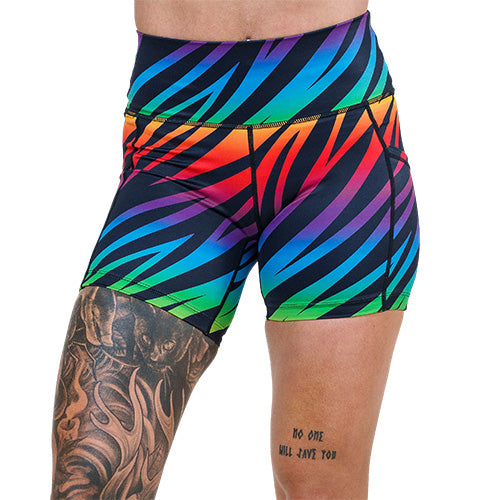 5 inch rainbow zebra pattern shorts