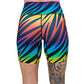 back of 7 inch rainbow zebra pattern shorts