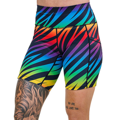 7 inch rainbow zebra pattern shorts