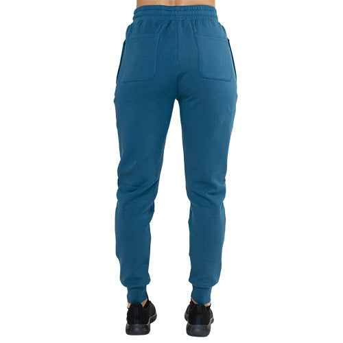 back view of blue joggers