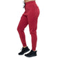 side view of red joggers