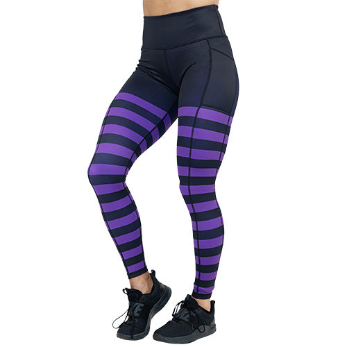purple striped leggings