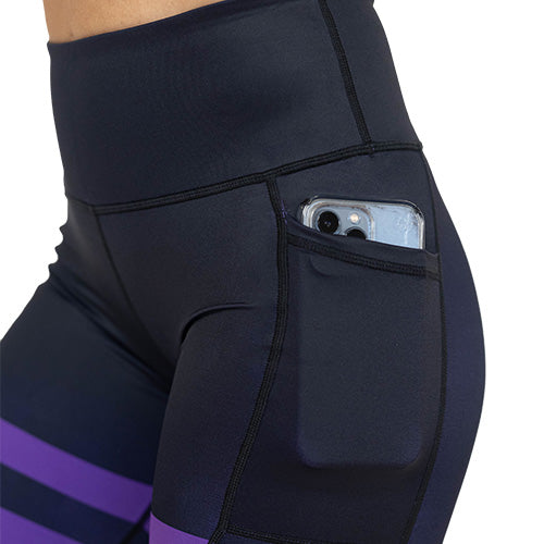 side pocket on the purple striped leggings