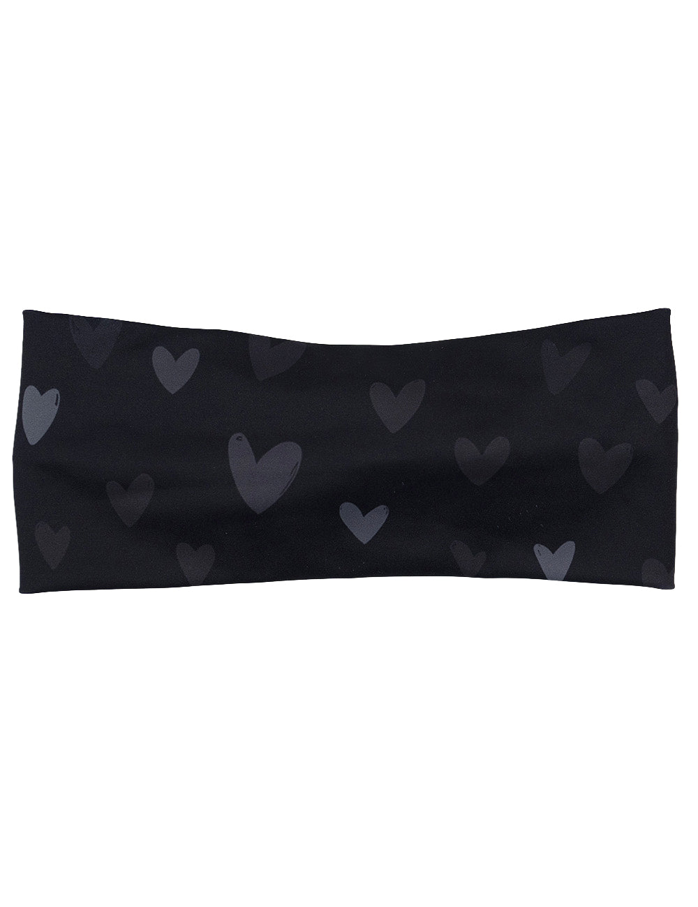 front of the black headband with grey hearts against a white background