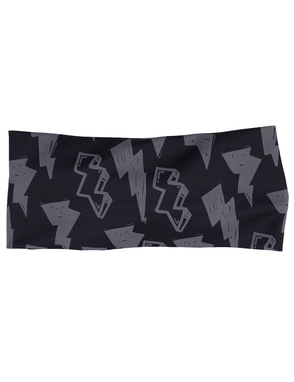 front of the black headband with a grey lightning bolt pattern against a white background